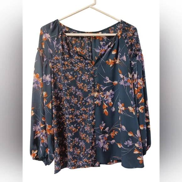 Zac & Rachel Navy Blue With Purple And Orange Flowers - Picture 2 of 12